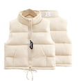 thumbnail image 5 of Esaierr 2-12Y Baby Boys Girls Fall Winter down Puffer Cotton Vest Coats for Toddler Kids Stand Collar Solid Color Cotton Sleeveless Jacket Zipper Waistcoat Short Outerwear, 5 of 6