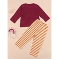 thumbnail image 4 of Seyurigaoka Kid Thanksgiving Round Neck Tops Striped Straight / Ruffle Trousers, 4 of 8