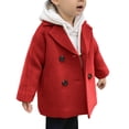 thumbnail image 3 of CPNG Toddler Little Boys Girls Double Breasted Trench Coat Dress Coats Warm Lapel Long Trench Coats Outerwear with Pockets(Red,12-18 Months), 3 of 4