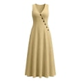 thumbnail image 4 of Kojanyu Women's Summer Sleeveless V-Neck Ruffled Long Dress with Belt 100% Cotton Casual Maxi Dress for Vacation Daily and Special Occasions, 4 of 8