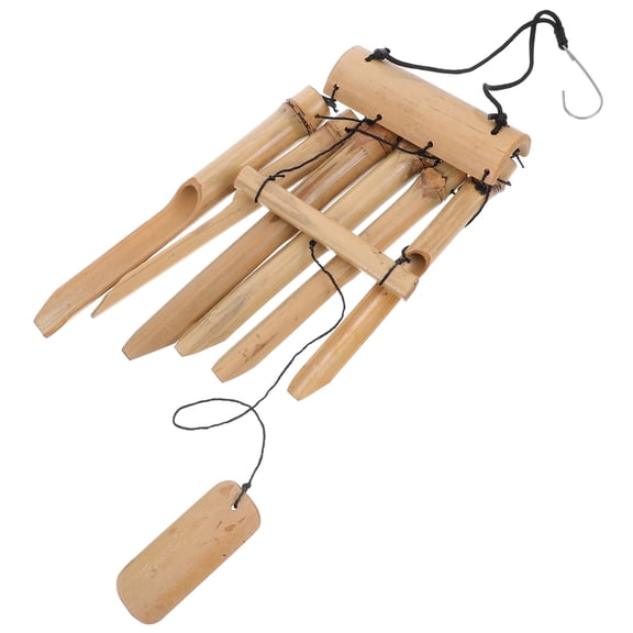 IBASETOY Wooden Bamboo Wind Chimes for Porch and Deck Handmade Large Khaki Tubes with Soft Melodious Tones