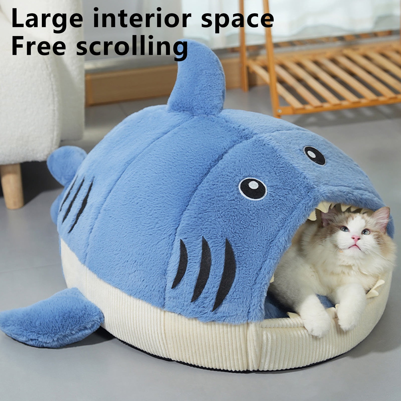 Cat Nest Dog Bed Shark Shape Detachable Soft Dog Cat Bed Cat Tent House for Puppy Small Medium Dogs and Cats All Seasons