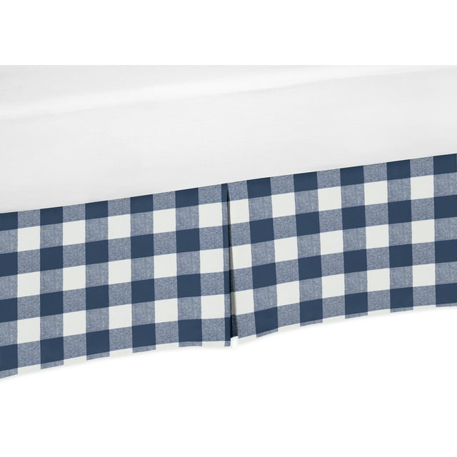 Buffalo Check Navy Blue and White Crib Bed Skirt