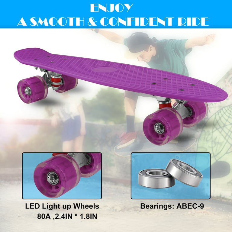 Skateboard Cruiser Complete - inch Skateboards LED Light Up Wheels with All-in-one T-Tool for Beginners Walmart.com