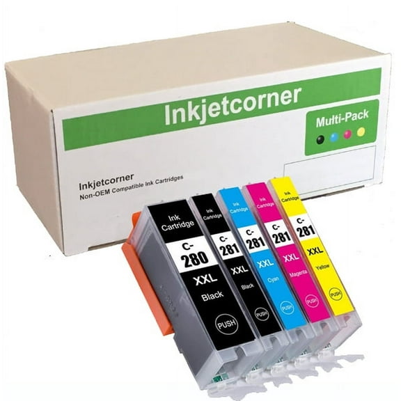 Inkjetcorner Compatible Ink Cartridges for PGI-280XXL CLI-281XXL PGI 280 XXL CLI 281 XXL (5-Pack)