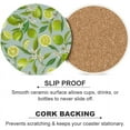 thumbnail image 6 of GZHJMY 2Pcs Round Flowers Leaves Limes Lemons Design Ceramic Coasters with Cork-Backed for Coffee Drink, Cup Mat Absorbent Stone Coasters, 6 of 6