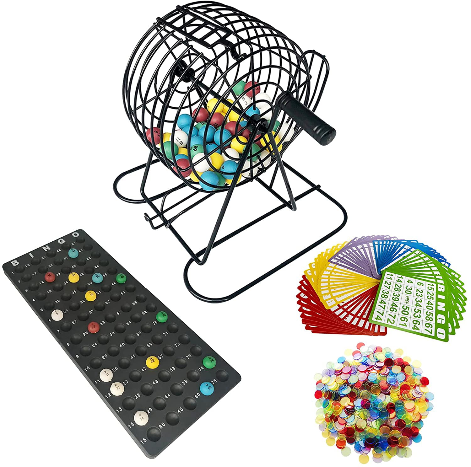 Deluxe Royal Bingo Game With Colored Balls Chips,Cards,6" Cage and Instructions 
