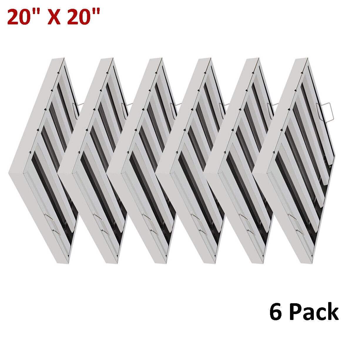 6 Pack 20"X20" Hood Filters Commercial Stainless Steel Hood Grease Filter Baffle