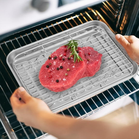 TEHAUX 2-Pack Baking Cooling Rack and , 430 Stainless Steel, Oven Rack for Baking and Cooking