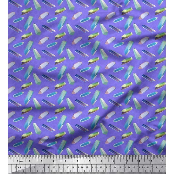 Soimoi Purple Rayon Fabric Stones Art & Craft Decor Fabric Printed Yard 56 Inch Wide