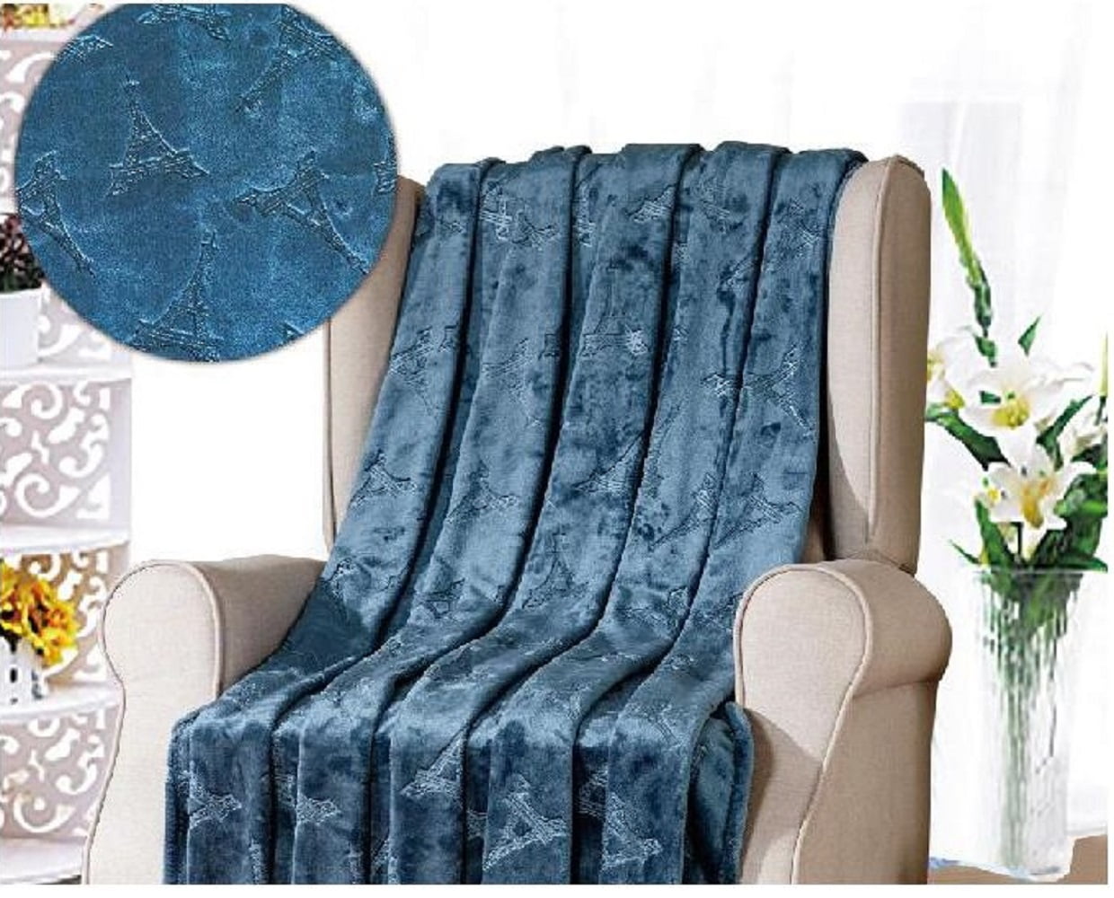 SimpleElegance Eiffel Tower Embossed Plush Throw Blanket ...