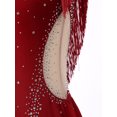 thumbnail image 7 of TiaoBug Women's Rhinestone Gymnastics Sleeveless Tassel Skirted Leotard Figure Skating Dancewear Burgundy L, 7 of 7