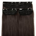 thumbnail image 3 of SHCKE Clip in Hair Extensions 24" Straight Hair Extension 3Pcs Medium Brown Clip On Hair Extensions Heat Resistant Synthetic Fiber Hair Pieces for Women, 3 of 5