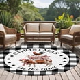 thumbnail image 4 of Christmas Round Area Rug 6Ft Washable Circle Rugs for Bathroom Office, Farmhouse Cow Pig Chicken Black Plaid Non-Slip Carpet Floor Mats Indoor Outdoor Carpet Runner Aesthetic Home Decor, 4 of 8