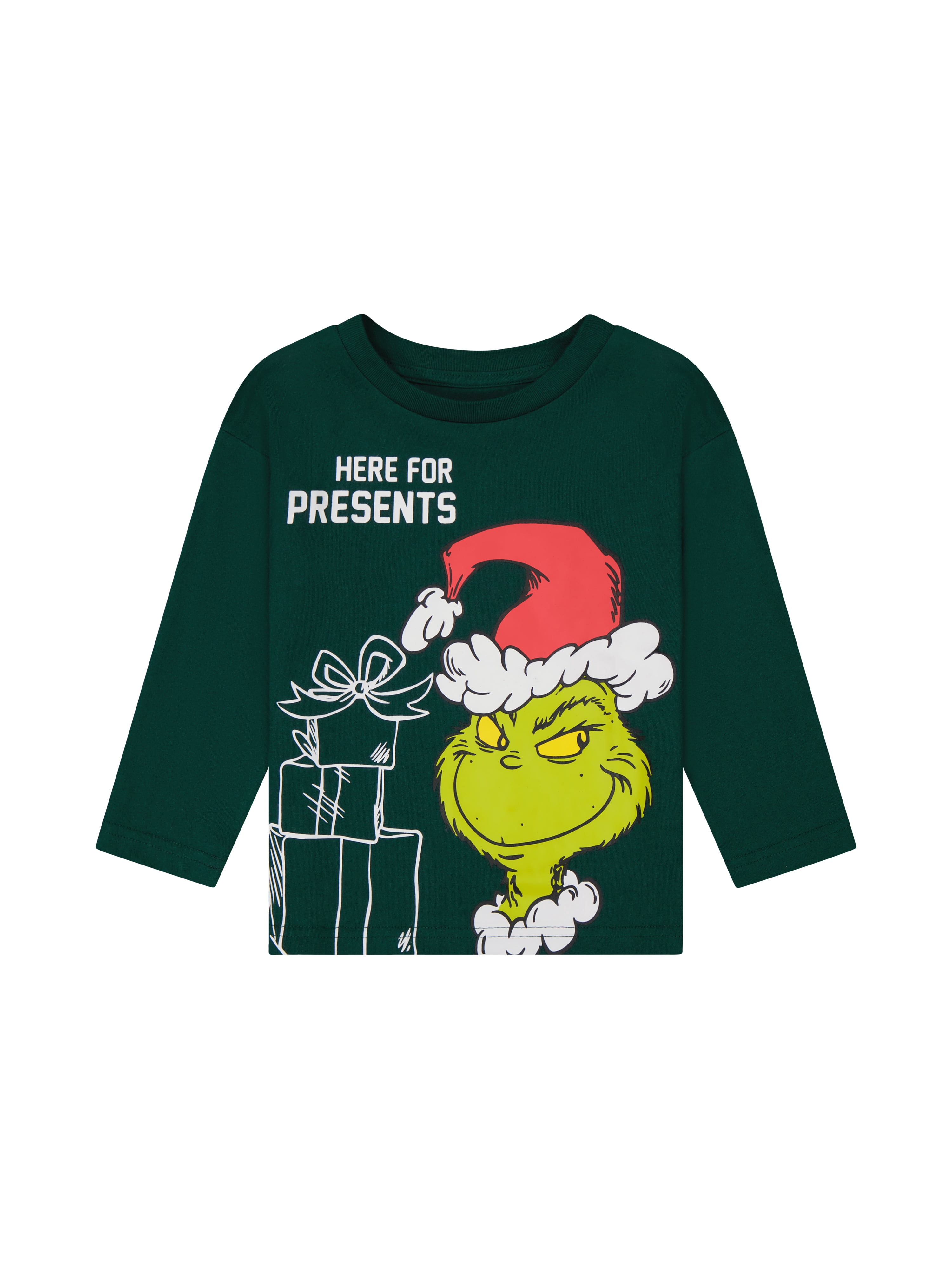 Dr. Seuss The Grinch Toddler Unisex Long Sleeve Green Tee Shirt, Sizes 12M-5T