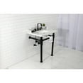 thumbnail image 2 of Kingston Brass LMS30MSQ0 Viceroy 30" Carrara Marble Console Sink with Stainless Steel Legs (8-Inch, 3-Hole), Carrara Marble White/Matte Black, 2 of 6