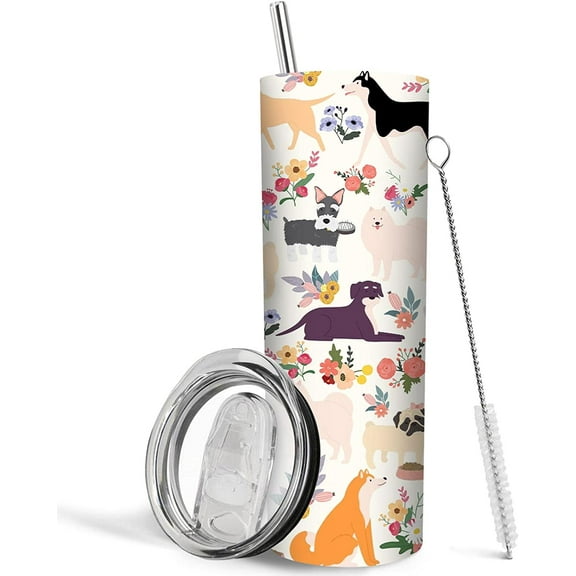 Gifts for Dog Lovers, Dog Tumbler with Straw, Dog Tumbler, Dog Mug/Cup/Water Bottle, Dog Dad Tumbler, Dog Owner Gifts, Dog Gifts for Women, Dog Themed Gifts, 20oz Insulated Travel Coffee Mug