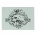 thumbnail image 1 of Grunge Cutting Board, Skull and Rose Art Vintage Floral Pattern Monochrome Tattoo Style Retro Theme Print, Decorative Tempered Glass Cutting and Serving Board, Small Size, Black White, by Ambesonne, 1 of 1