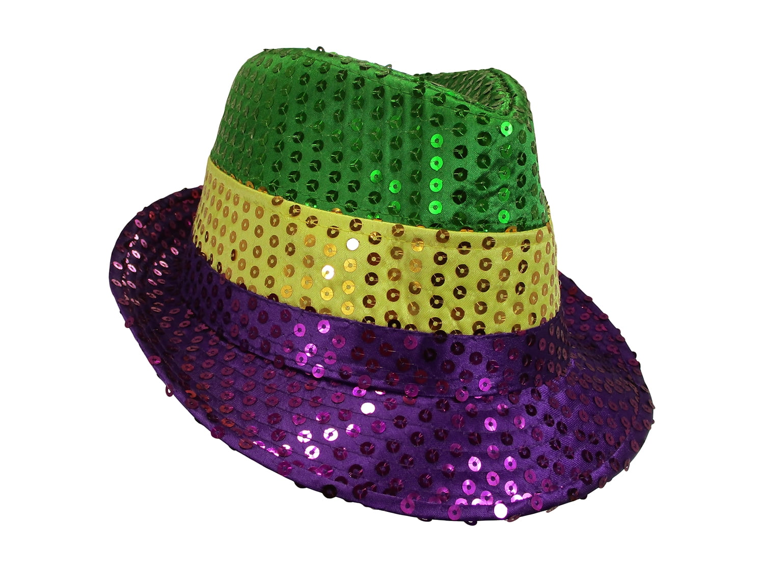 Unisex Light Up Sequin Mardi Gras Green Purple Yellow Cowboy Hat Western Costume