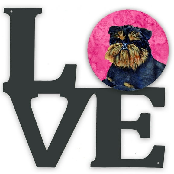 Carolines Treasures LH9388PKWALV Pink Brussels Griffon Metal Wall Artwork LOVE 12X12 multicolor