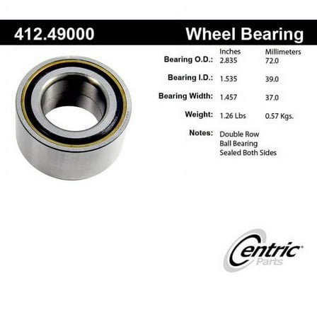 centric 412.49000e standard axle ball bearing Fits select: 2014-2019 FORD FIESTA, 1996-1997 BMW Z3