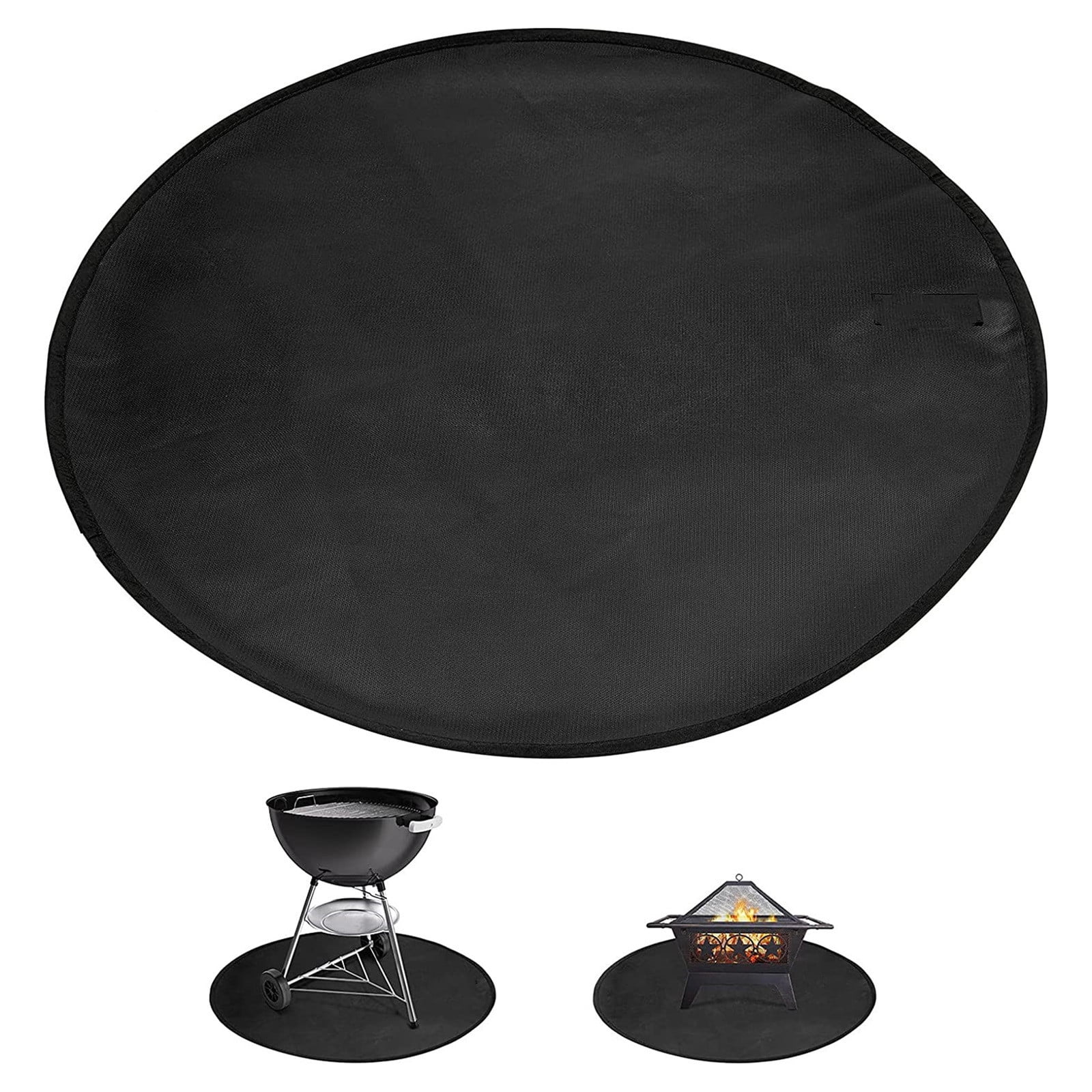 Circular Fire Mat - Heat Insulation Fiberglass Stove Mat, Aluminum Film Coated Burn Oven Mat for Grill Protection 24-36 Inch Gray
