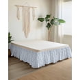 thumbnail image 2 of Blue Spring Floral Wrap Around Bed Skirts for California King Bed 16" Drop,Bed Skirt with Adjustable Elastic Belt Dust Ruffle Bed Valance for Bedroom Flowers Leaves Pastoral Botanical Bed Frame Cover, 2 of 7