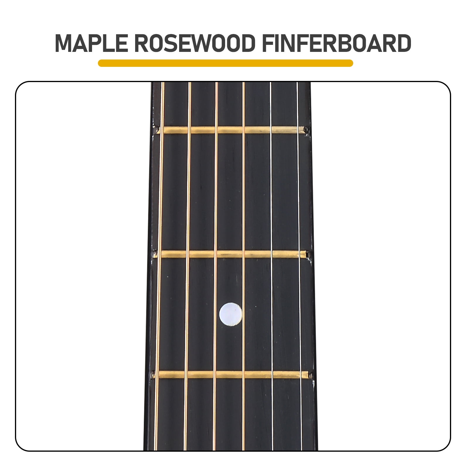 40-Inch Acoustic Guitar with Grand Auditorium Body, Basswood Construction, 21 Frets, 6 Steel Strings, Matte Finish, Starter Kit with Gig Bag, Strap, Picks, Capo and Tuner