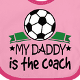 thumbnail image 4 of Inktastic Soccer My Daddy is the Coach Boys or Girls Baby Bib, 4 of 4