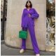 thumbnail image 1 of CM.YAYA, conjunto plisado para mujer, pantalones de pierna ancha, traje 2022, conjunto de camisa de manga larga, pantalones rectos, conjuntos de dos piezas, chándal Tan Jianjun unisex, 1 of 2