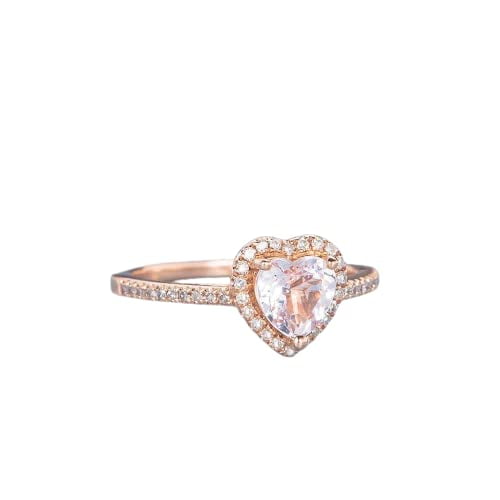 HeartsAndYou 1.3ct Natural Peach Morganite Halo Solitaire Engagement Ring 14k SOLID Rose Gold