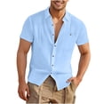 thumbnail image 2 of Horkkom Short Sleeve Shirts for Men Button Down Hawaiian Breathable Linen Shirts Summer Casual Beach Shirts with Pocket L, 2 of 6
