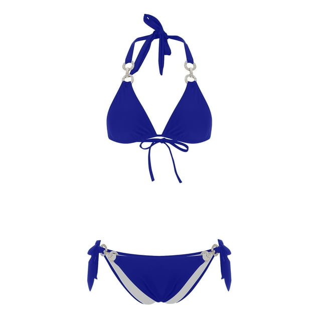 Mujer Cómodo Sólido Con Almohadilla En El Pecho Sin Aros Bikini Correa De Encaje Traje De Baño Dividido OAVQHLG3B Store lin121212