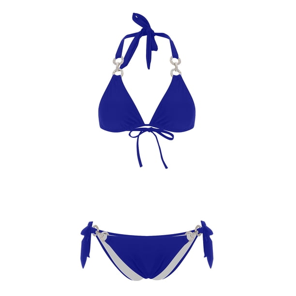 Mujer Cómodo Sólido Con Almohadilla En El Pecho Sin Aros Bikini Correa De Encaje Traje De Baño Dividido OAVQHLG3B Store lin121212