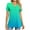 Green, variant on Womens Tops Plus Size Short Sleeved V-neck Gradient Button Printed Top Blue XL