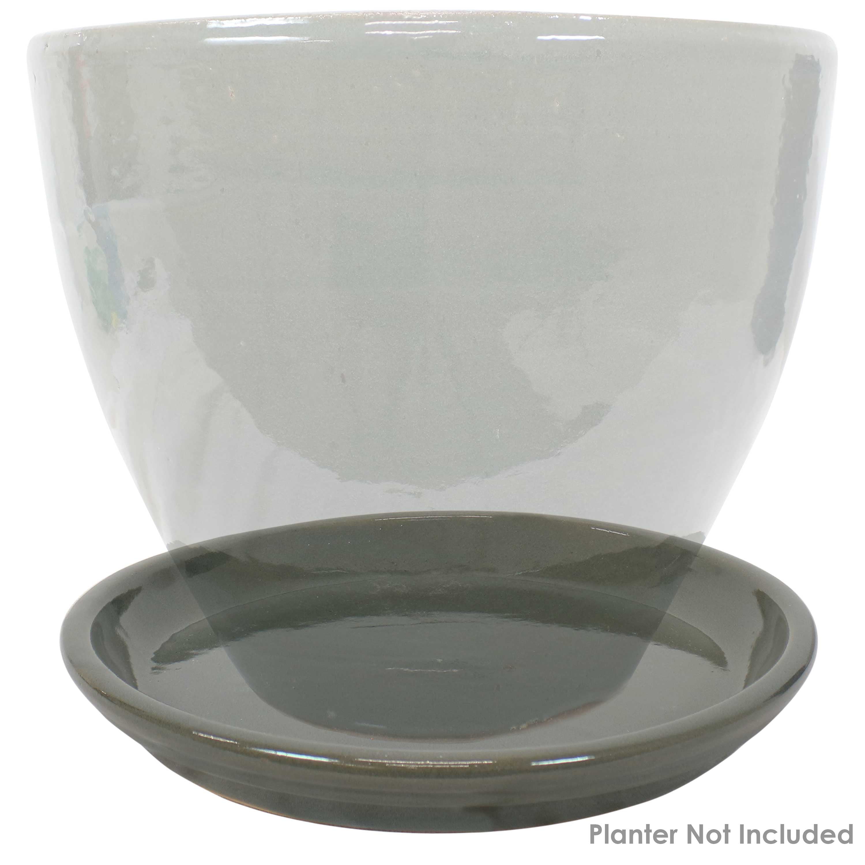 Sunnydaze Outdoor/Indoor High-Fired Glazed UV-Resistant and Frost-Resistant  Ceramic Flower Pot Planter Saucer - 12