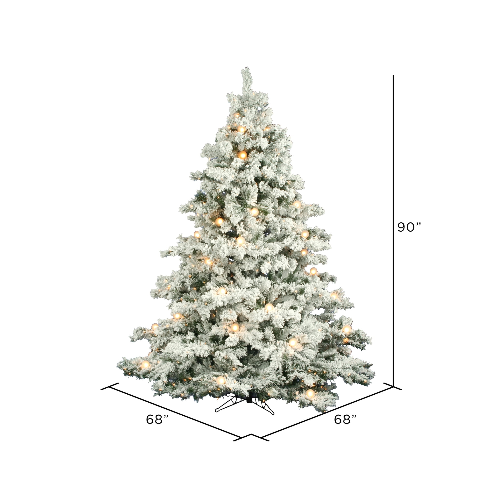 Vickerman 7 5 Flocked Alaskan Pine Artificial Christmas Tree With 800 Clear Lights And 45 G50 White Lights Walmart Com