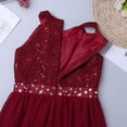 thumbnail image 4 of Kaerm Robe de Mariée Fille à Col Halter Robe de Fête en Dentelle Florale pour Enfants Robe de Bal Bourgogne 12, 4 of 7