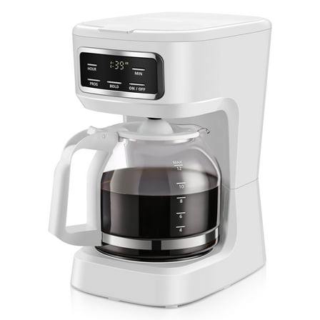 Mainstays Finish 12-Cup Programmable Coffee Maker,  White