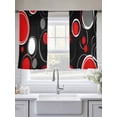 thumbnail image 5 of Abstract Red Sheer Curtains 54 Inches Long 2 Panels Black Grey Circle Modern Geometric Art Light Filtering Semi Sheer Window Curtains Drapes for Bedroom Living Room 52"x54", 5 of 7