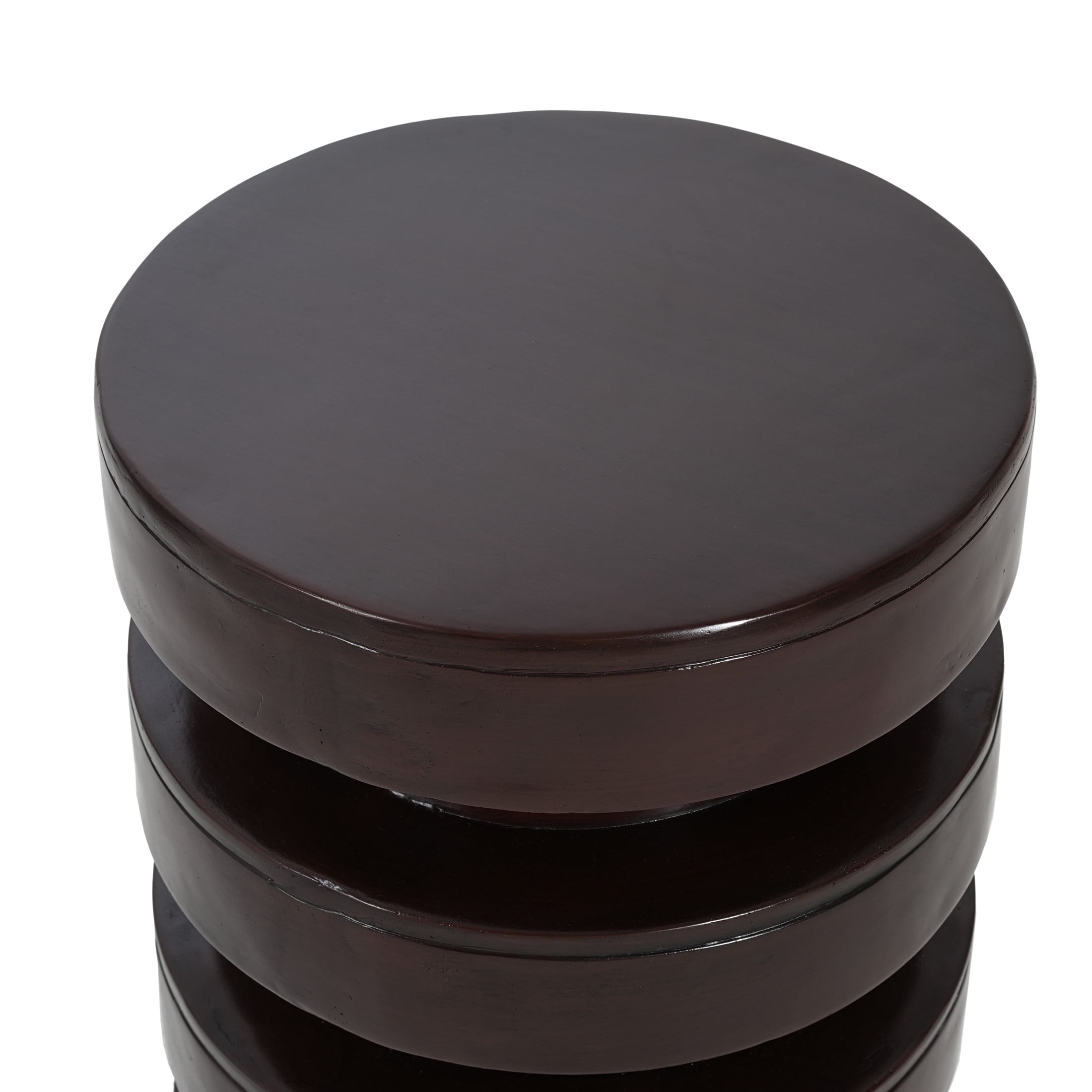 Christopher Knight Home 14.2" MGO Round Side Table, 3-Tier Indoor Outdoor Accent End Table, Brown