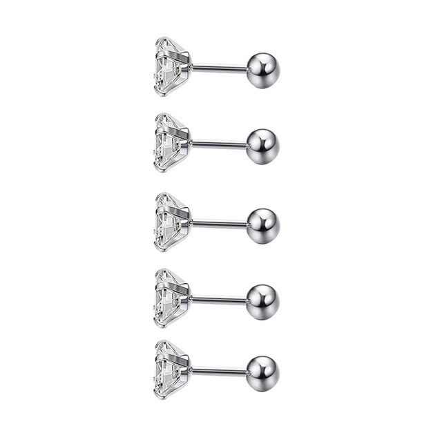 Qarigey 5 piezas pendientes auriculares cristal Stud regalos perno plateado accesorios de joyería encanto fiesta favores para mujeres niñas Ropa, zapatos y accesorios Miscelánea acero 0.8*6*7mm Qarigey AP009679-06B