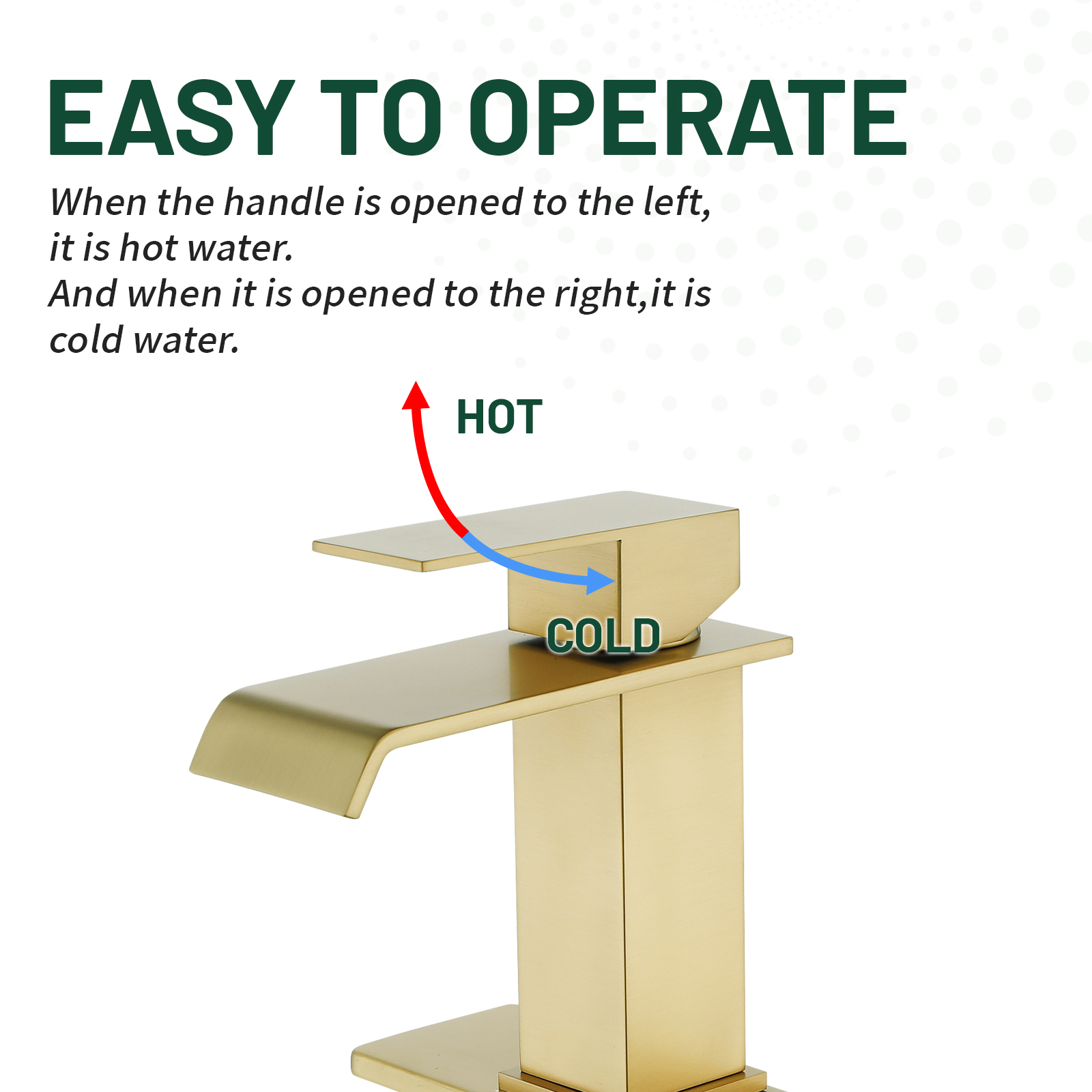 Cobbe Single-Handle Waterfall Spout Bathroom Sink Faucet for Vanity Single-Hole Installation with Pop-Up Drain Brushed Gold