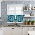 thumbnail image 6 of Half Window Curtains 24 Inches Long, Teal Blue Boho Window Treatment Curtain Drapes, Retro White Rustic Flower Ethnic Pattern Short Curtains Tiers for Kitchen Over Sink, 27.5"x24", 2 Panels, 6 of 7