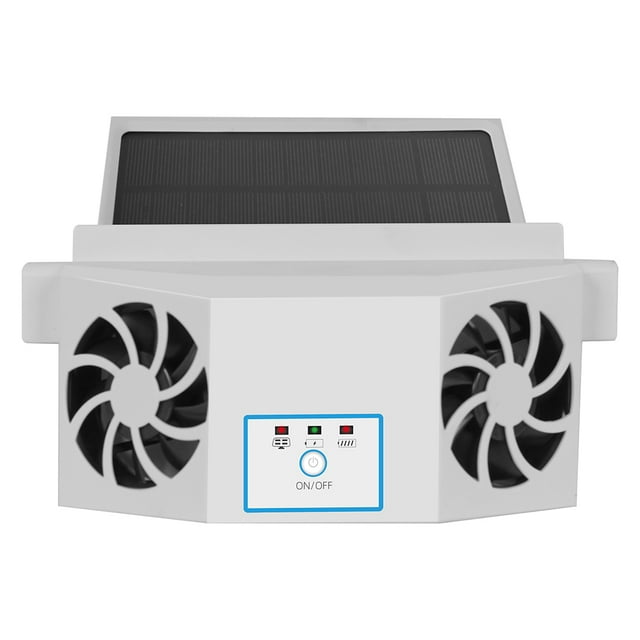 Ygjytge Ventilador Refrigeración Automático 2 4 V Enfriador Solar para Coche 2 Cabezales 4500 RPM Piezas Automóvil (blanco)
