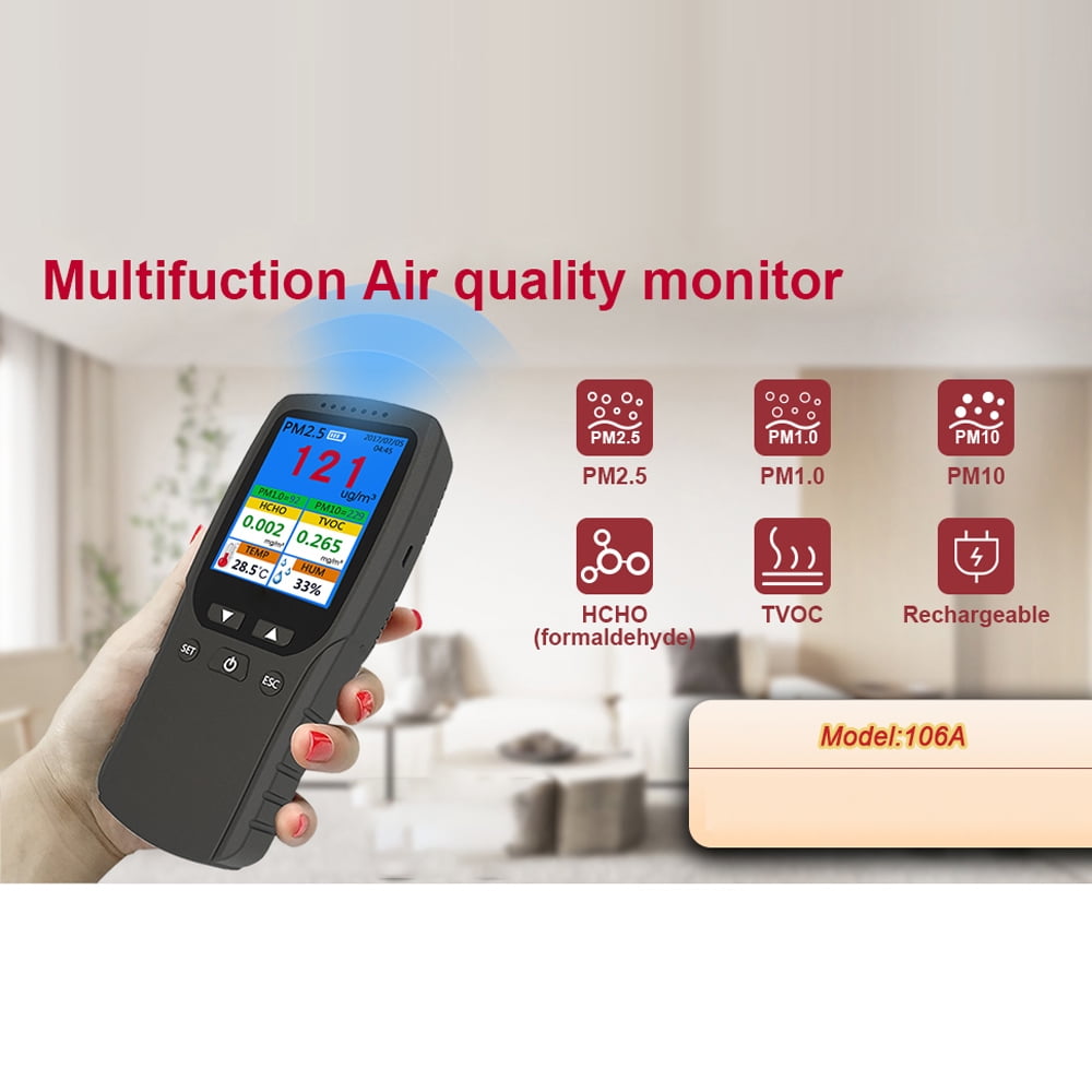 YNAK, 16 in 1 Indoor Air Quality Monitor, 7 inch display, AQI