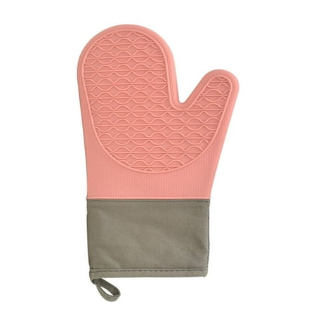 

Waterproof Household Cooking Barbecue Tool Kitchen Freeze-proof Mitten Lengthen Cotton Mittens Silicone Heat Resistant Gloves Baking Gloves WATERMELON RED
