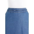 thumbnail image 4 of Blue Tencel A-Line Denim Midi Skirt with Knit Waistband Belt and Pockets, 4 of 4