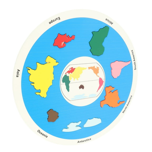 Rompecabezas De Madera De 7 Continentes, Corte Fino, Coordinación De Los Ojos, Mapa Del Mundo, Juego De Correspondencias, Aprendizaje Preescolar, Tilo Para Niños