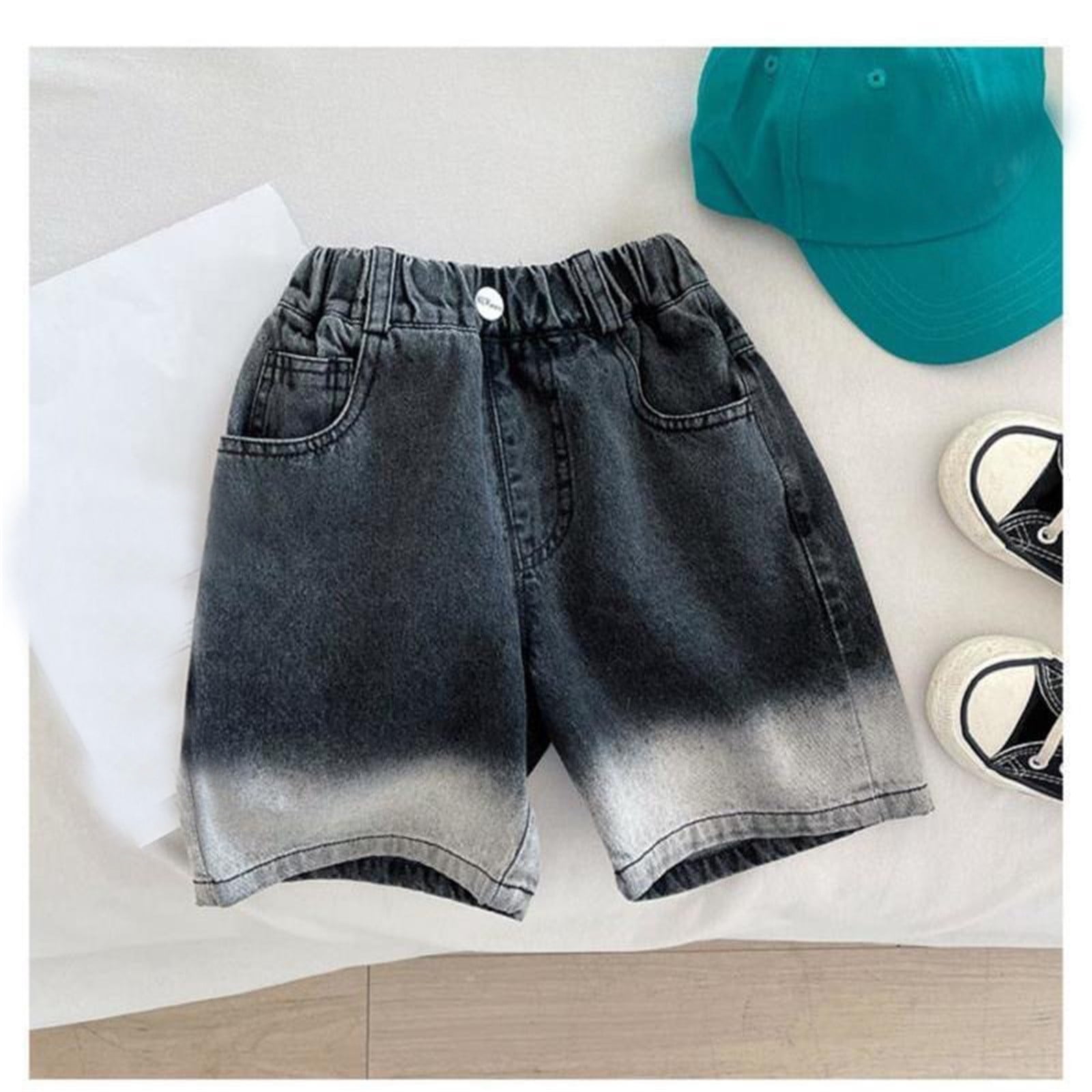 Boys Denim Shorts Slim Fit Elastic Waist Pocket Jean Shorts Boys Fashion Boys Shorts Size 6-7 Years